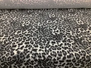 Double Brushed DTY Spandex Stretch Apparel Fabric Gray Black Leopard K212