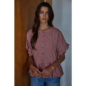 Sayler Gingham Ruffle Top