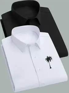 Men's Long Sleeve Shirt 2 Pack, Floral Print Design, Fashion Summer Casual Formal Wear, Plus Size Gift, Wedding & Honeymoon Present