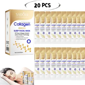 【4mIX20Pcs】Collagen Face Mask, Skincare with Collagen Components, Moisturizing and Hydrating, Deep Hydration Tightening, Smooth, Gentle, Non-Irritating Facial Light Beige Formula, Portable Travel Pack