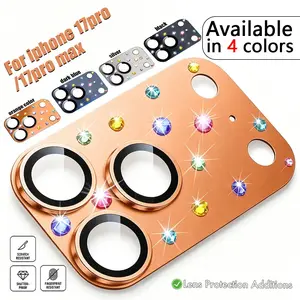 (Colorful Diamond Imitation Original Lens) (Orange/Silvery/Black/Dark Blue/For Your Choice) Metal Camera Lens Protector for Iphone 17 Pro Max And 17 Pro, New Colorful Diamond Design, Multiple Colors Available, - Lens Protection Additions