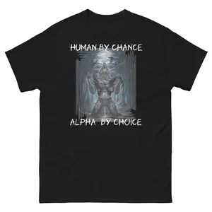 Vintage Human By Chance Alpha By Choice Cool Funny Alpha Wolf Meme T-Shirt Cotton Fabric Menswear Top Hem Polyester Sleeves Sport Yarn Streetwear graphic tees