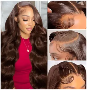13x6 HD Lace Frontal Body Wave Wigs Pre Plucked Pre Bleached Lace Skin Melted Brazilian Body Wave Wig 180% Density Human Hair Wigs For Women