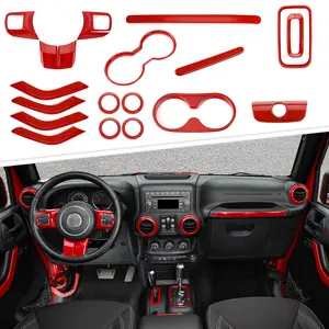 For 2011-2018 Jeep Wrangler JKU 4-Door Interior Decoration Trim Kit Center Console Cover Dashboard Bezel Decal Stickers Car Accessories