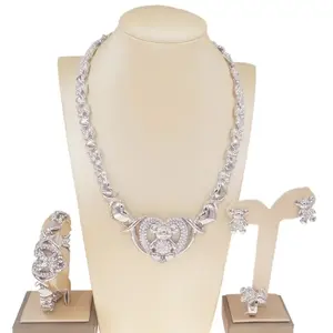 HUGS&KISSES TeddyBear Set Necklace Bracelet Earrings Ring Silver Layered Gold Filled #157