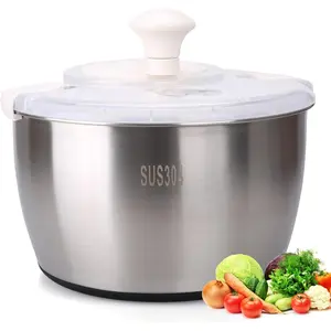 Stainless Steel Salad Rotator, 5-quart Vegetable Dishwasher,Lettuce Cleaner and Dryer, Salad Spinner