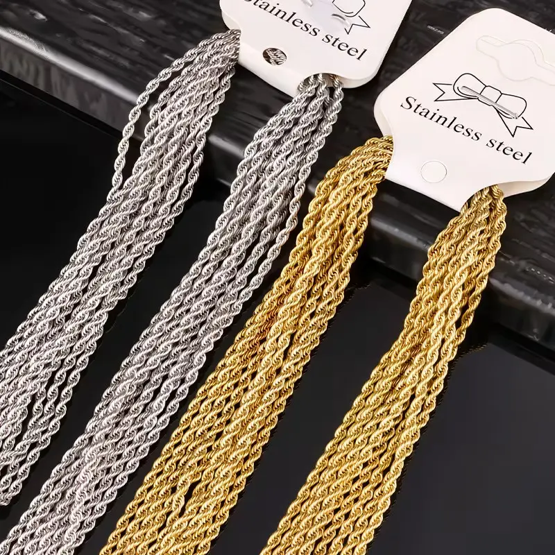 MaxBling81 Brand New & Ready to Wear 316L Stainless Steel 3mm Width Chain Necklace - High Polish, Gold/Silver Plated, Gold Statement Chain, Multi-Size (18in,20in,24in), Non-Tarnish, Unisex Hip Hop Jewellery, Everyday Wear Daily Accessory, 20in, Chain & Li