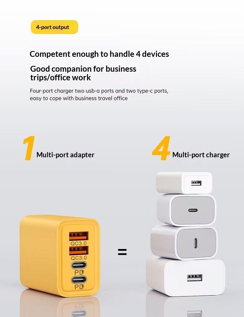 Portable Fast Charger, Type C/USB A Dual Ports Adapter,4 in 1 Fast Charging Cable & Data Sync, C Chargers Fast Charging 10 Foot, Fast Phone Charger, Mechanical Style Multi-Function Cable (2PCS)