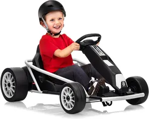 GAOMON 24V Kids Electric Riding Go Kart with Dual 250w Motors,9Ah Battery,8MPH High-Speed Drifting Car Featuring Power Display,Slow Start,Adjustable High/Low Speeds,Music,Horn,and Max Load 150Lbs,White