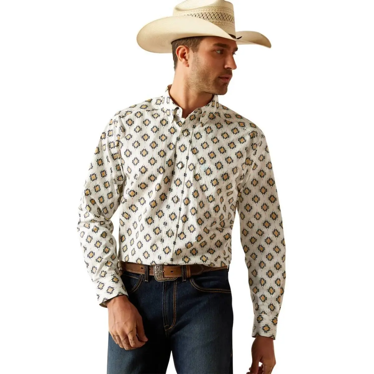 Ariat Men's Cai Classic Fit Khaki Long Sleeve Shirt