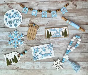 Hello Winter Tiered Tray Set | Let it Snow Christmas Décor