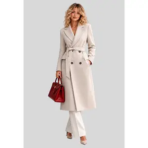 Rosanne Belted Ivory Long Coat