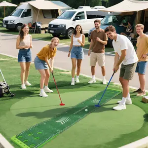 COSTWAY - 11 FT Putting Green Mat with 2 Adjustable Putters and 6 Balls