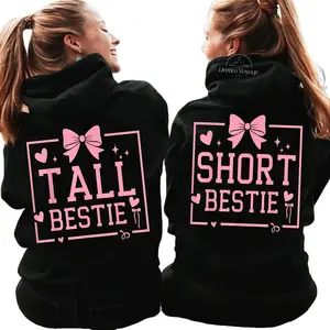 Made in USA,(Sold Individually) Tall Short Best Friend Matching Design Unisex Hoodie, Graphic Best Friend Matching Tall Short Bestie Besties Matching BFF, Gift for Best Friends