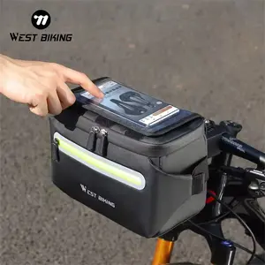 WEST BIKING Large Capacity Reflective Multifunction Bike Handlebar Bag Waterproof Travel Storage Motorcycle Front Frame Bag