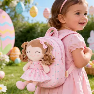 Gloveleya Easter Gift for Girls, Plush Doll Backpack with Detachable Soft Toy, 2-in-1 Toddler Easter Basket Stuffer & Travel Bag for Ages 2-4