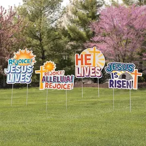 He Is Risen Yard Signs for Easter (set of 4) Religious Easter Decor