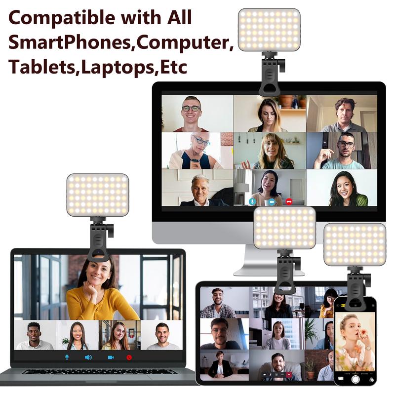 Portable Rechargeable Clip-On Selfie Light for Phones, Laptops & Tablets – Ideal for Zoom Meetings, Live Streaming, Photography, Makeup, and Content Creation Adjustable Smartphone