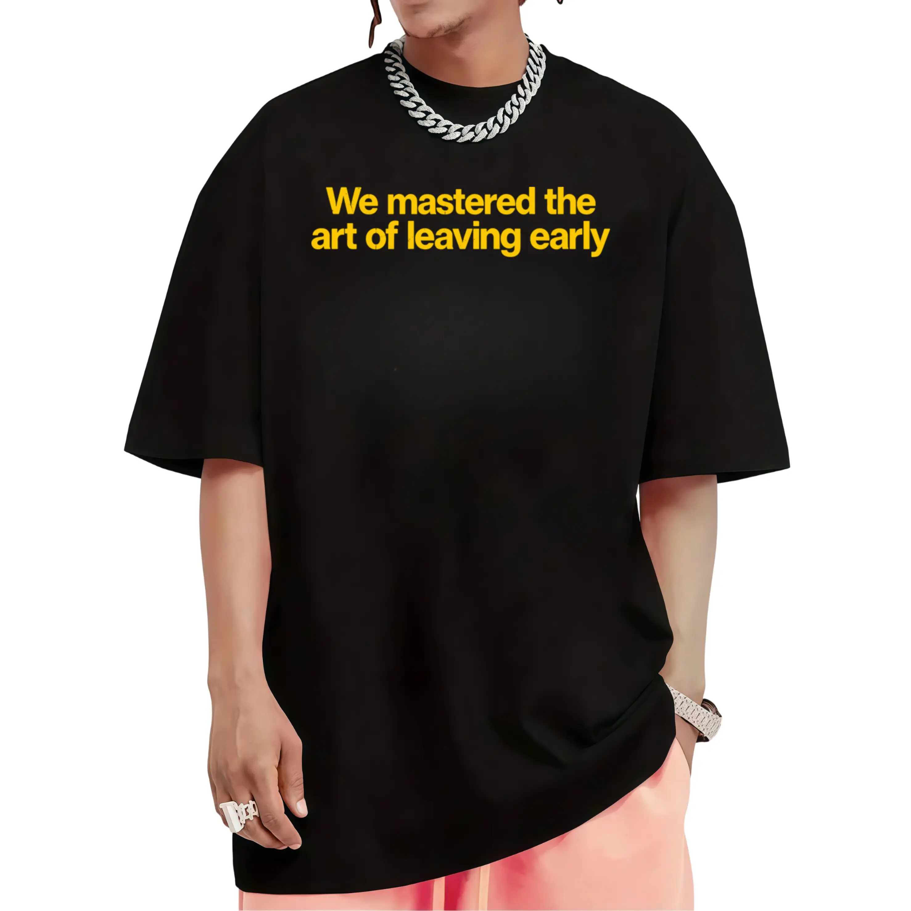 Witty Sarcastic Competition Exit Quote We Mastered The Art Of Leaving Early Single Side Graphic T-Shirt For Supporters Who Joke About Short Tournament Runs