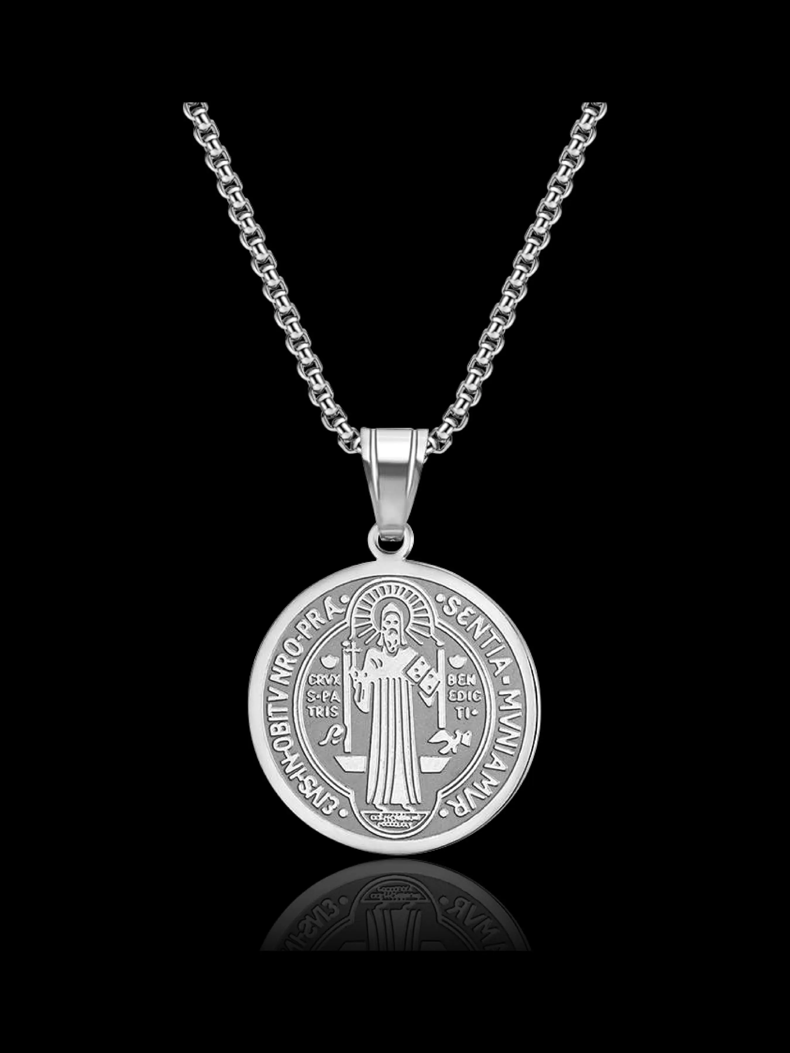 Saint Benedict Medal Cross Pendant Necklace, Stainless Steel, Unisex Christian Jewelry, Latin Cross Design, Perfect Gift, Cross Necklaces, Faith Necklace