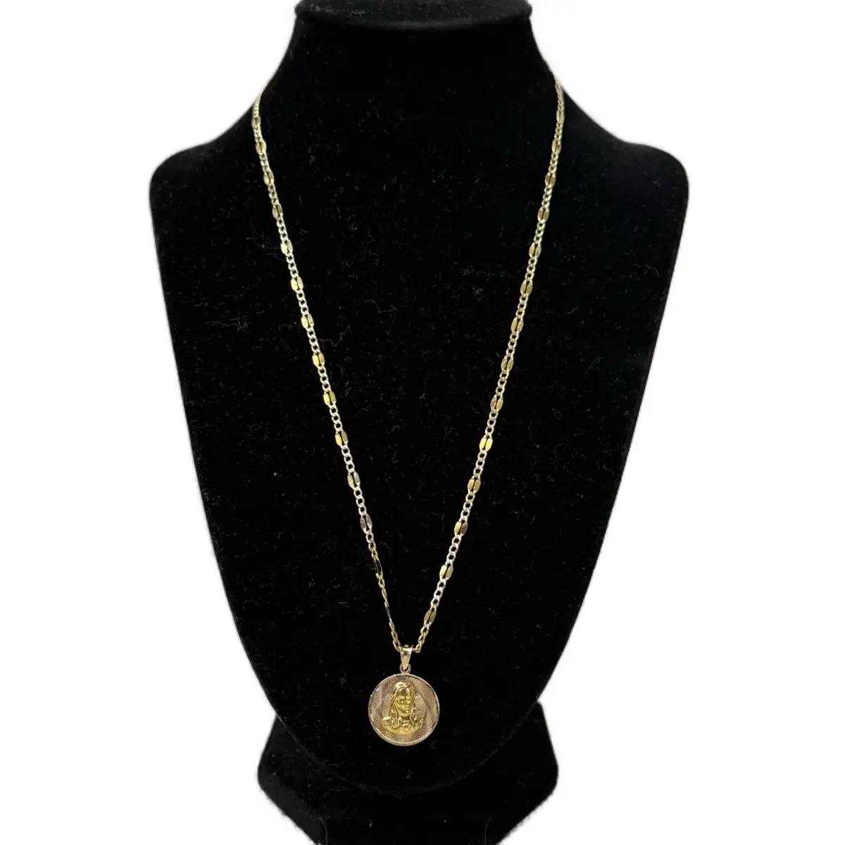 10K Gold Necklace with Virgin of Guadalupe and Jesus Double-Sided Design - Perfect Christmas Gift for Spiritual Devotion