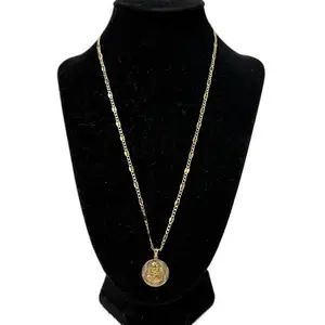 10K Gold Necklace with Virgin of Guadalupe and Jesus Double-Sided Design - Perfect Christmas Gift for Spiritual Devotion