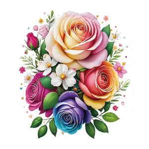 Watercolor Flower Wall Stickers, Rose Design, Multi-Purpose Decorative Decals for Wardrobe, Toilet Lid, Kids Room & Study