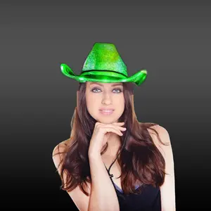 Light Up Neon Iridescent Space Cowboy Hat