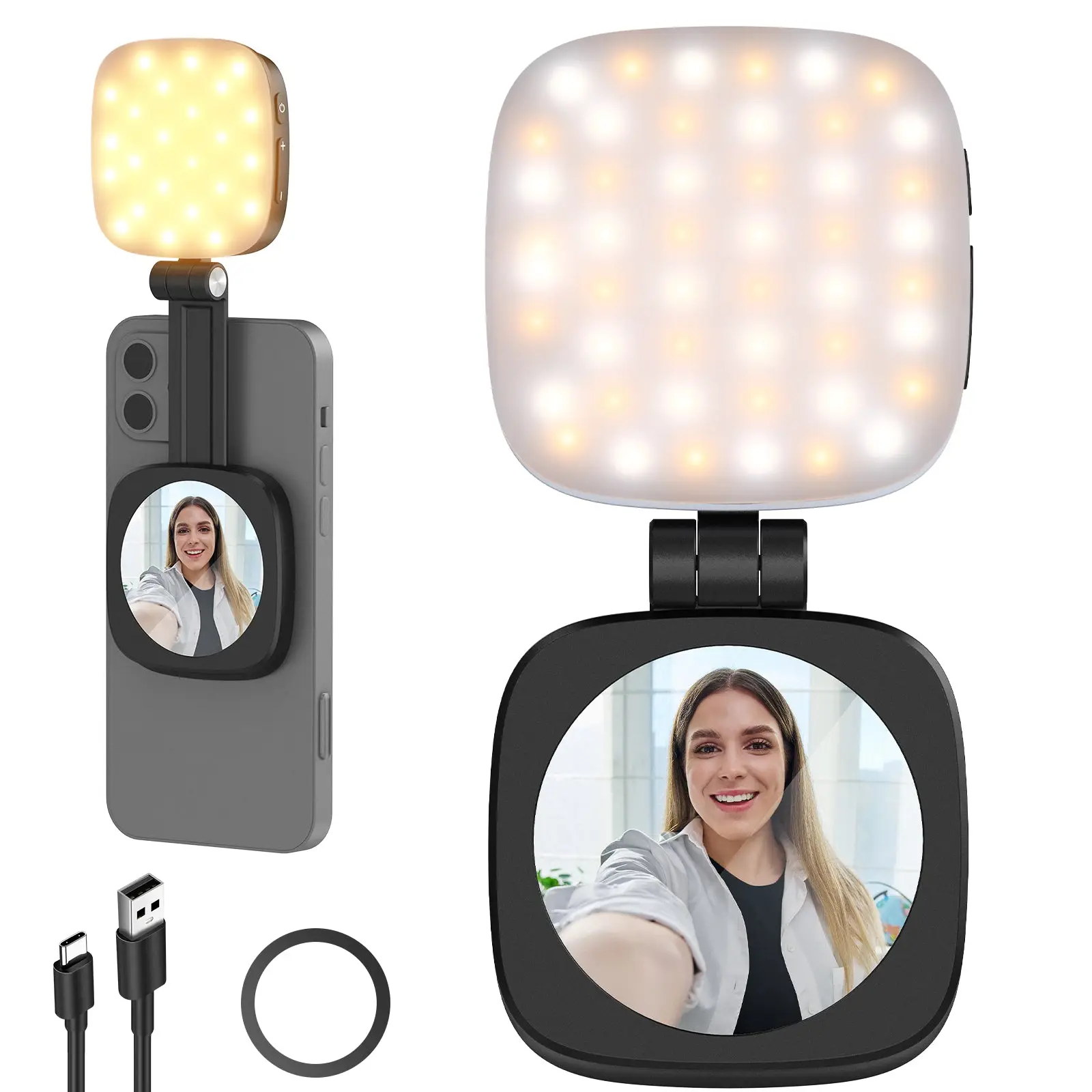 NEEWER BASICS NL48B Magnetic Selfie Light as Stand and Mirror