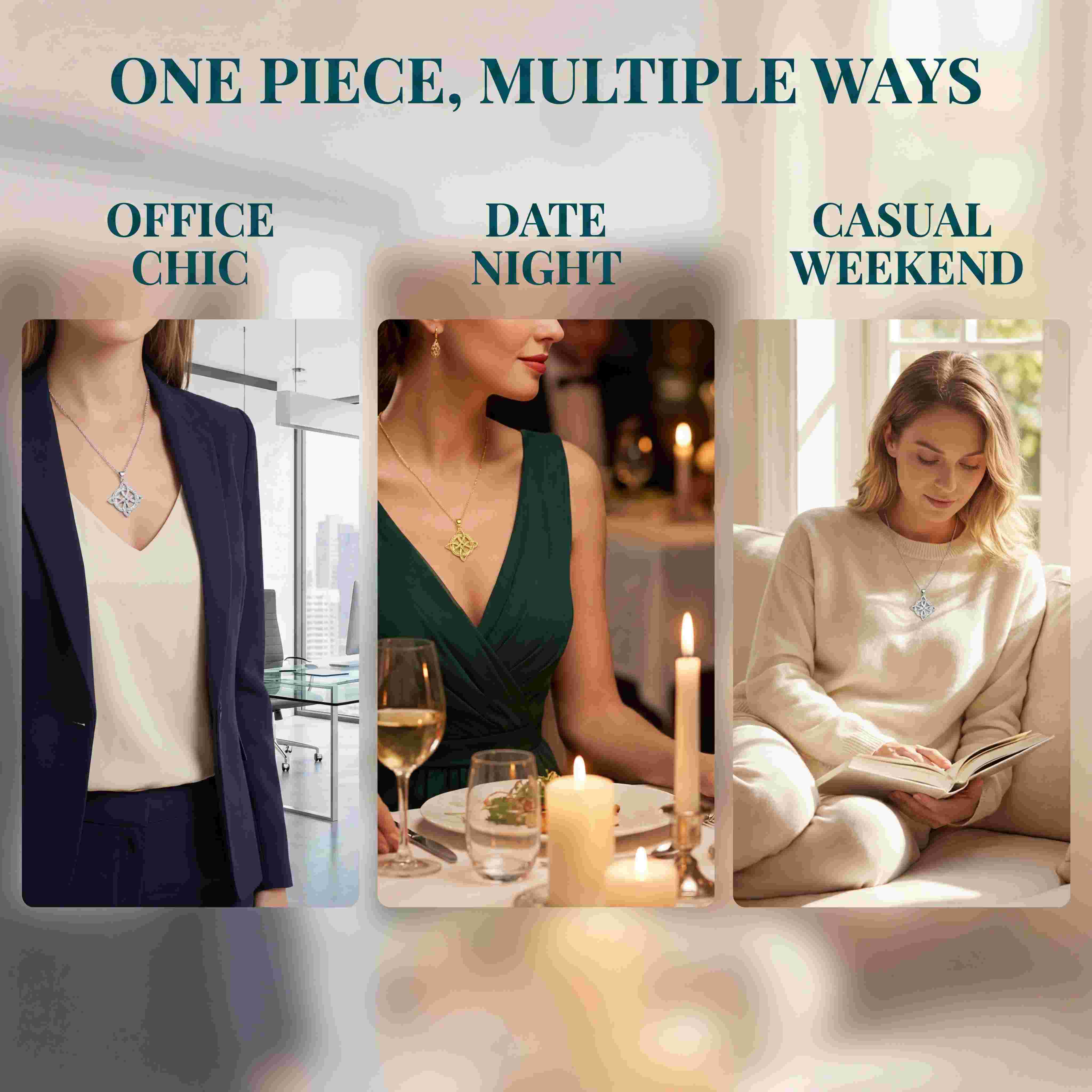 Zircon witch knot necklace goddess Celtic knot pendant necklace four-character god name amulet stainless steel fashion jewelry accessories for women gifts suitable for party daily work