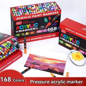 Acrylic Paint Marker Kit, Automatic Ink Control Hard Brush Tip, Acrylic Paint Pen for Wood Rock Glass Canvas Stone Fabric DIY Crafts, DIY Painting Supplies, Artist Supplies