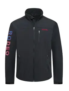 Men's Soft Shell Bonded Jacket With Embroidery RODEO Logo on Sleeve Black Color