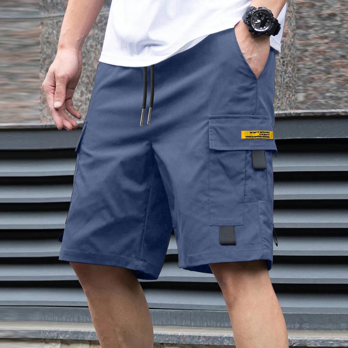 Spring/Summer men’s casual cargo shorts, 1-pack; stylish multi-pocket design with drawstring; suitable for casual sports, outdoor activities, camping, travel, and vacations; men’s athletic shorts.