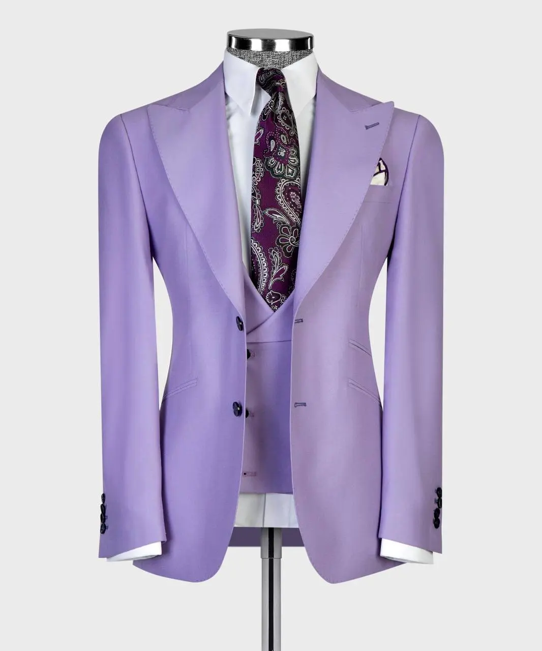 Men's Royal Lavender Three-Piece Suit for Wedding, Prom & Formal Events