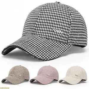 Plaid Peaked Cap, All Season Casual Fashion Headwear, Thousand Bird Grid Pattern Hat With Lightweight Breathable Brim Design, Sunshade Sun Protection Versatile Accessory for Daily Outfit, Outdoor Activity And All Season Wear