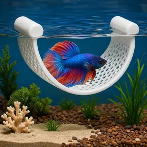 White Betta Fish Hammock, Aquarium Floating Rest Platform for Small Fishes Floating Bed for Small Fish Betta Hammock Fishs  Accessories for Shrimp Fishes Bettas (White)
