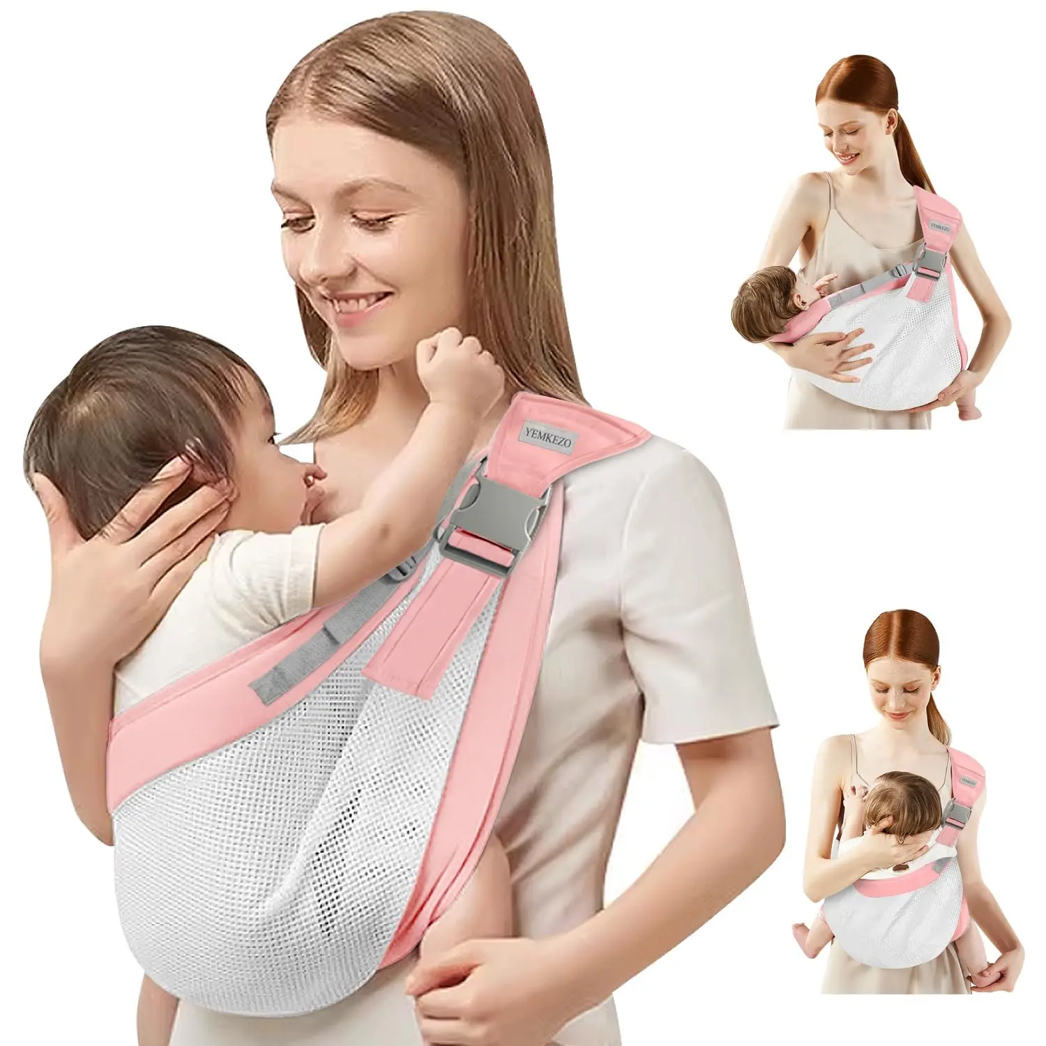 Baby Sling Carrier Soft Breathable Newborn to Toddler 7-45lbs with Safety Buckle Adjustable Strap Postpartum Travel Friendly