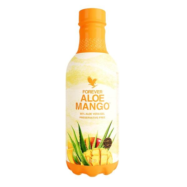 Forever Aloe Mango 4-Pack 90.7% Pure Aloe Vera Gel with Cranberry & Apple Juice Eco-Friendly No Preservatives 100% Recyclable PET Bottle 16.9 Fl Oz Natural Beverage