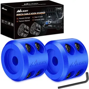 Nilight Winch Stopper for ATV UTV Truck SUV Winch Cable Hook Rubber Stopper 2 Pack Protect Towing Hook Synthetic Rope Winch Accessories Rope Line Saver with Stainless Steel Screws Allen Wrenc, Blue
