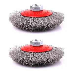 4 Inch Coarse Crimped Wire Wheel for 4 1/2 Angle Grinder, 5/8 Inch-11 Threaded Arbor, 0.014 Inch Carbon Steel Wire Wheel Brush for Rust, Corrosion, Paint Removal