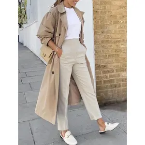 Ladies' flat pocket high waisted pants, casual and comfortable slim fit pants, suitable for work, office, business, National Day clothing, women's underwear in spring, summer, autumn and winter