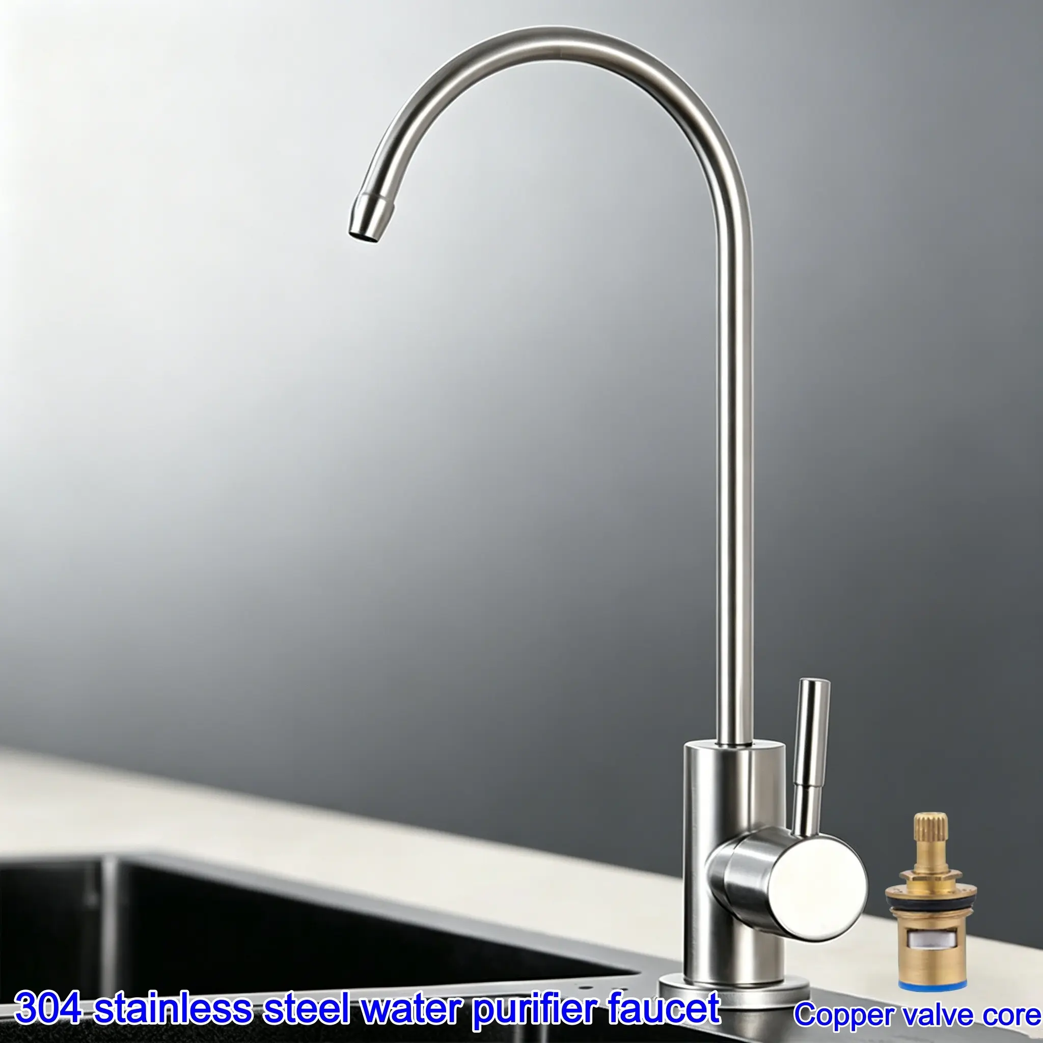 Kitchen Drinking Water Faucet, Lead-Free Reverse Osmosis Faucet, Brushed Nickel Sus304 Stainless Steel, Copper Valve Core, Long Thread Ro Faucet, Stainless Steel Tap, Modern kitchen faucet