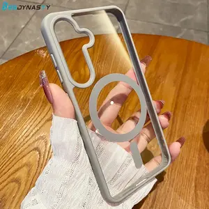 For Magsafe Wireless Charge Case for Samsung Galaxy S26 S25 FE S22 S23 Plus S24 Ultra Clear Shockproof Magnetic Bumper Cover Military Grade Rotating Camera Lip Tint Phone Crystal Bow Makeup Mirror HD Privacy Screen Protector Kit Custom Monogram Striped