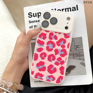Red Spotted Leopard Phone Case for iPhone 17 Pro Max 17Air 17 16E 16 15 14 13 12, Ultra Skin-Friendly TPU, All-Inclusive Glass Lens Protection, Aesthetic Animal Print Gift, Trendy Dopamine Ins Style Cover, Shockproof Slim Case, Lens Window Design