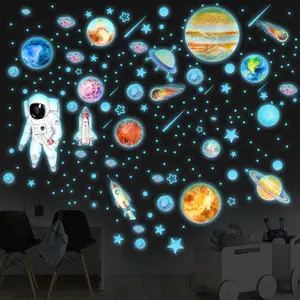 Space Stickers  Wall  for Boys Room Bedroom Ceiling Decor, Glowing  Wall  (Glow Space)