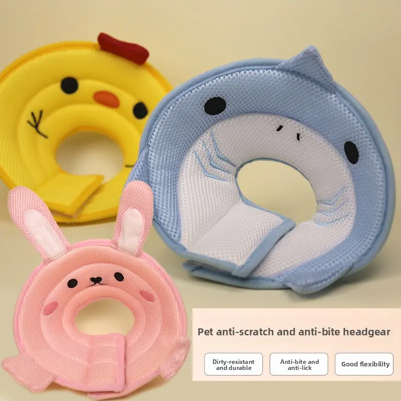 Pet Recovery Cloth Collar - 1 Size Protective Headgear for Cats Post-Surgery, Dogs with Injury to Prevent Licking, Anti-Bite, One Size