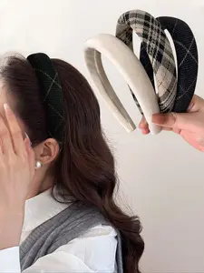3pcs Elegant Plaid Colorblock Sponge Headbands, Vintage High Crown Design, Suitable for Daily & Casual Gatherings, Headbands Women