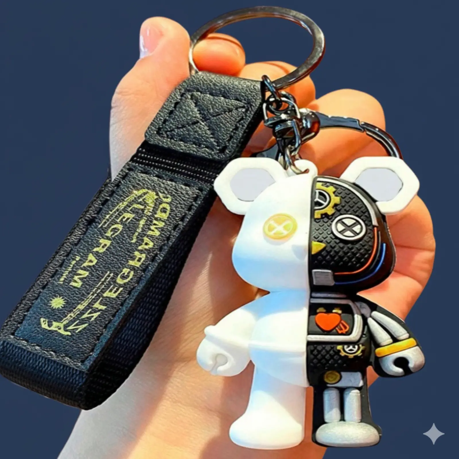 1pc/2pcs/4pcs Mechanical Bear Keychain, Key Chain, Wrist Keychain, Men's Keychain, Keychain Accessories,