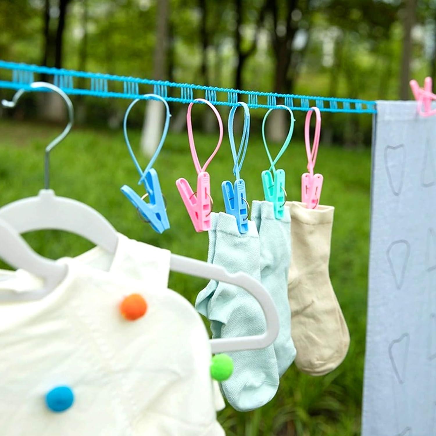 3.5.8 meters long nylon travel and camping clothesline, adjustable heavy outdoor drying line with non-slip design, indoor portable laundry line, essential for drying,