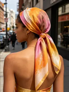 Fashion Gradient Silk Scarf, Unisex Headscarf/shawl, Ideal for Outdoor Activities, Horseback Riding, Dates, Shopping, Parties, Mother's Day Gift